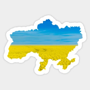 Ukraine national flag landscape map territory shape - Landscape resembling Ukrainian Flag colors Sticker